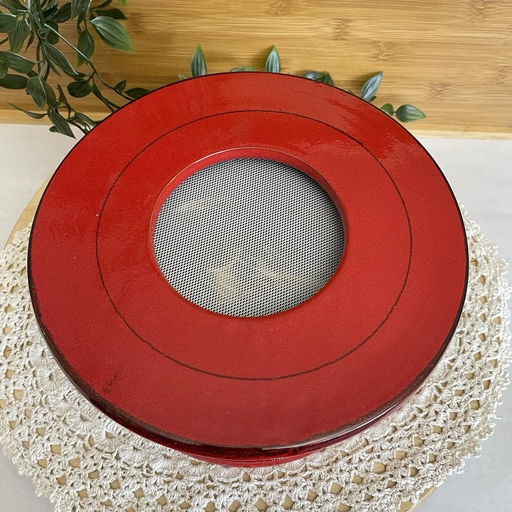 Mamma Ro Italy Terracotta Fondue Pot warmer Base Red Glazed Pottery Rechaud 9